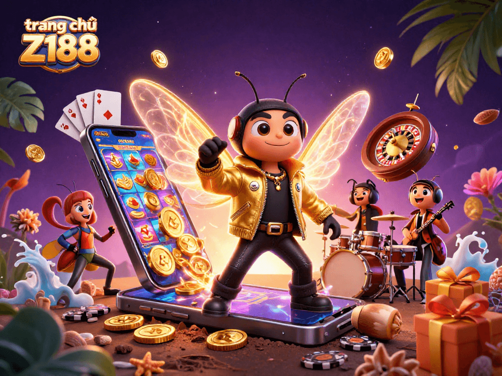 Engage in action at trang chủ Z188 with vibrant 3D characters and dynamic casino elements.