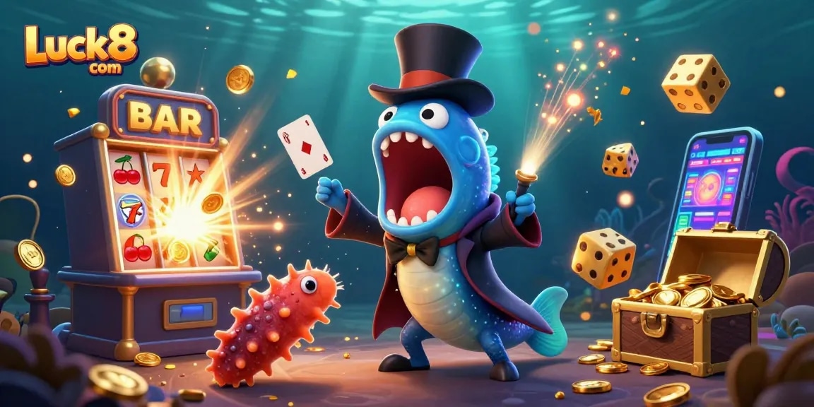 Experience thrilling card magic with Luck8 com, featuring enchanted sea creatures and casino elements.