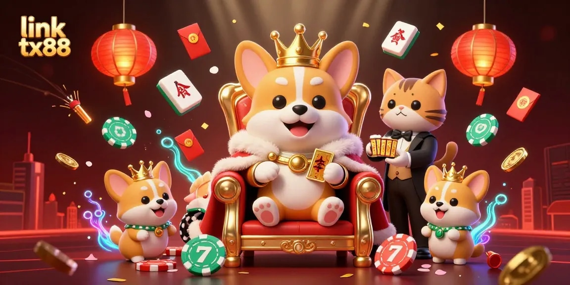 Engage with thrilling casino action at link tx88 featuring royal characters, poker chips, and vibrant gambling elements.