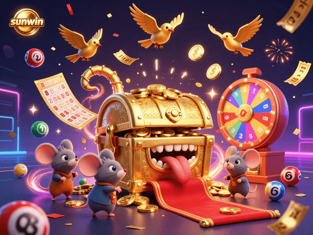 Spin to win with sunwin in a vibrant casino scene filled with dynamic lottery elements.