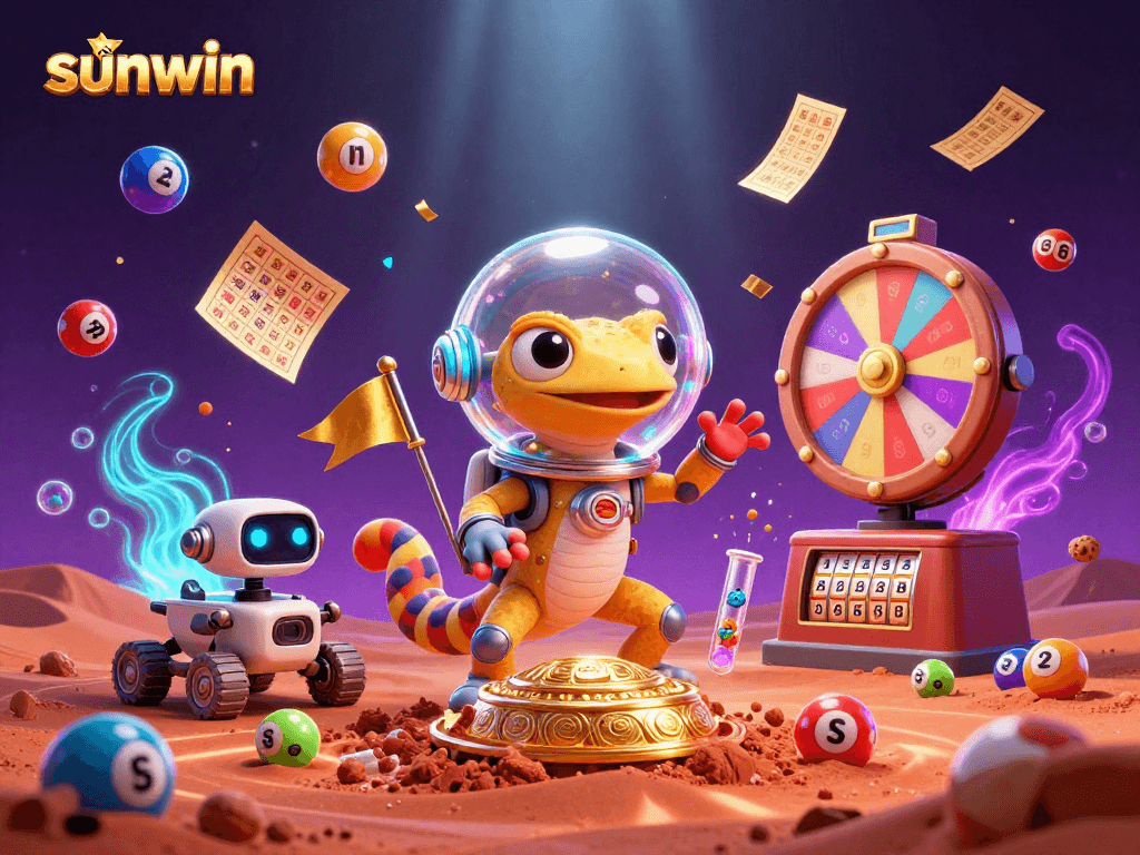 Experience winning excitement at sunwin with a Martian gecko in a thrilling casino scene.