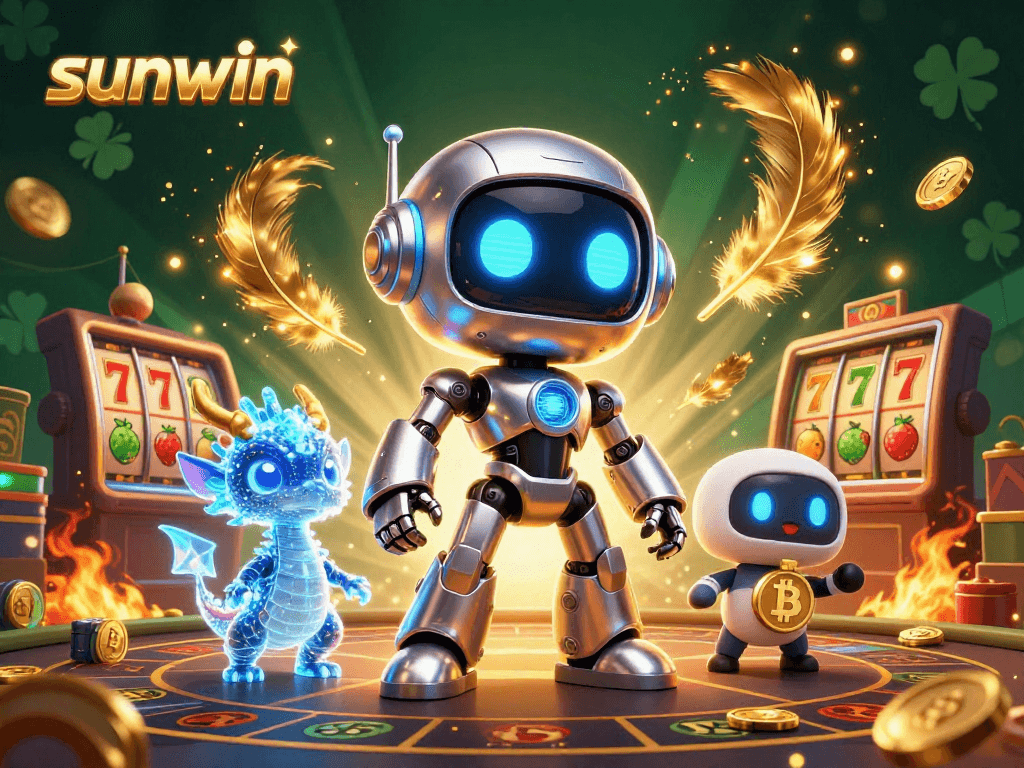 Join the fun at sunwin with a vibrant 3D casino scene featuring playful characters and exciting games.