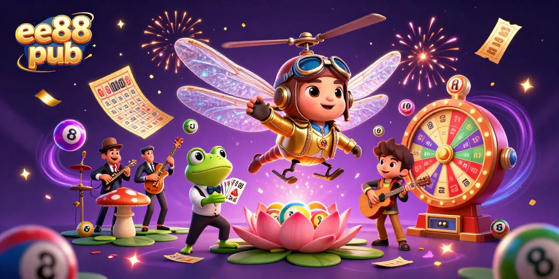 Engage in thrilling games at ee88 pub with dynamic elements like colorful lottery balls and lively characters.