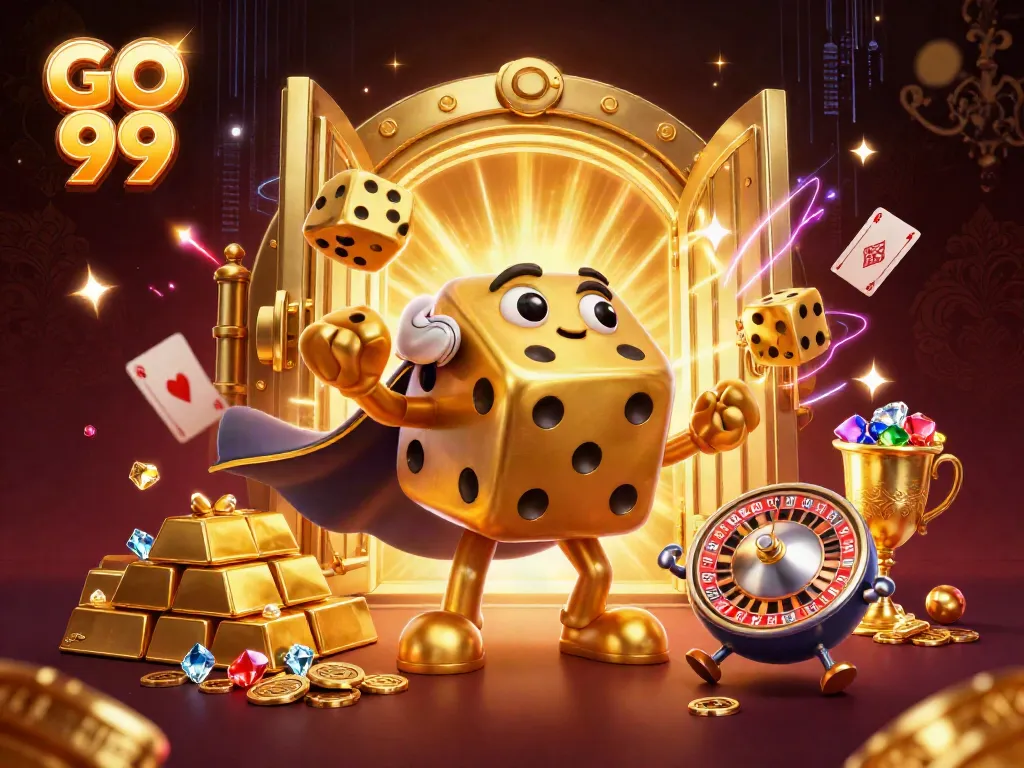 Players enjoy winning opportunities at GO 99 with vibrant casino elements and golden visuals.
