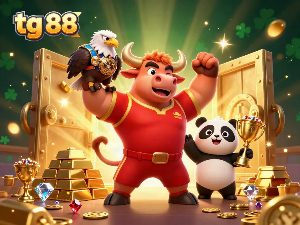 Experience thrilling wins and vibrant gameplay at tg 88 with cartoon mascots celebrating big wins in a casino.