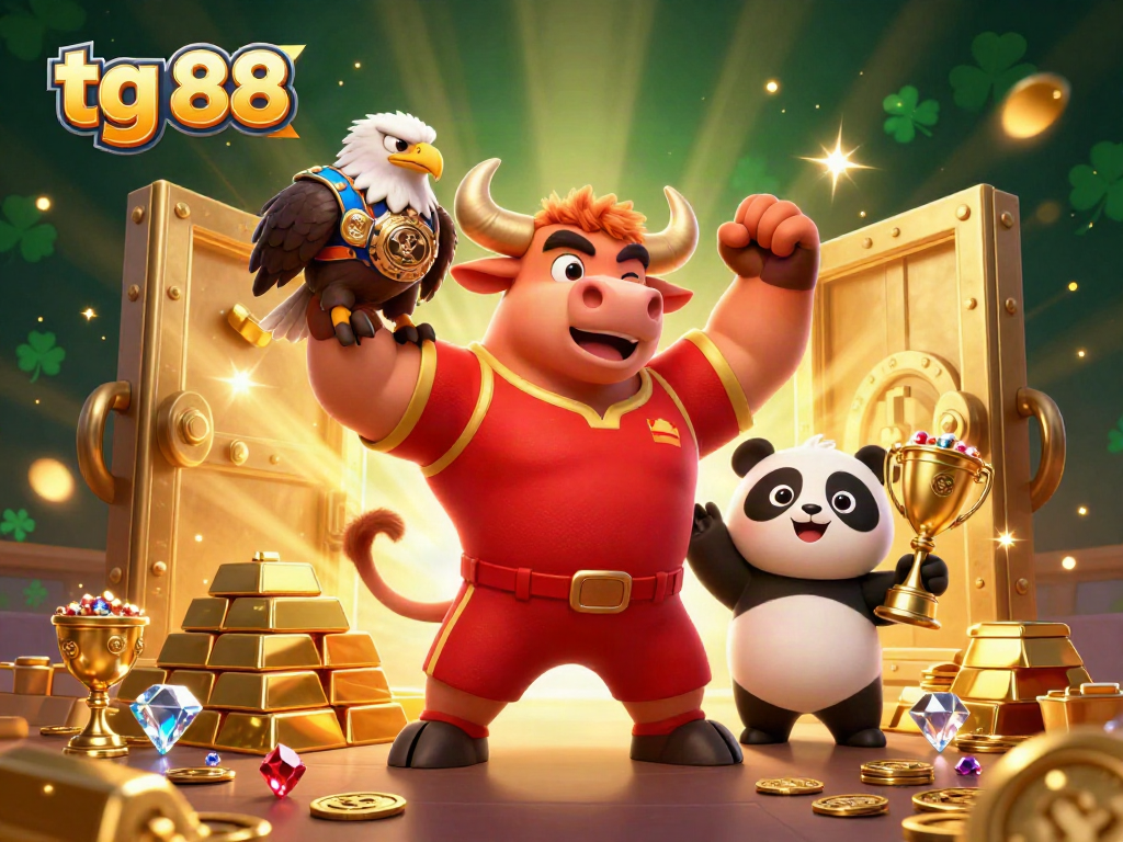 Experience thrilling wins and vibrant gameplay at tg 88 with cartoon mascots celebrating big wins in a casino.