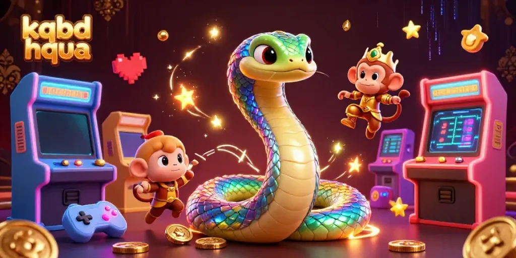 KQBD hqua showcases vibrant 3D characters amidst a dynamic casino-themed backdrop, enhancing engagement.
