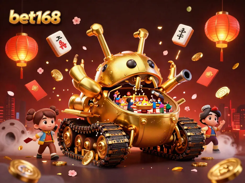 Experience thrilling action at bet168's casino in a vibrant and festive digital space.