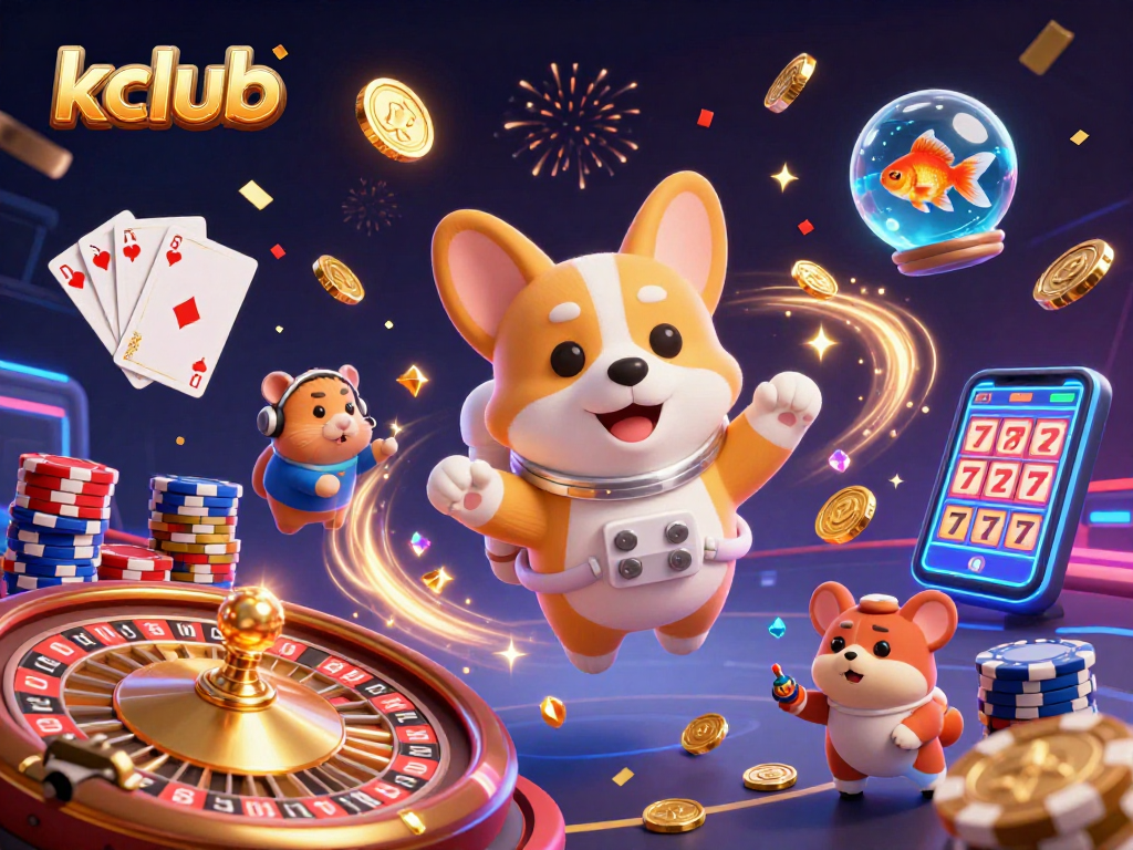 Experience thrilling wins at kclub with a 3D corgi astronaut in an engaging casino scene.