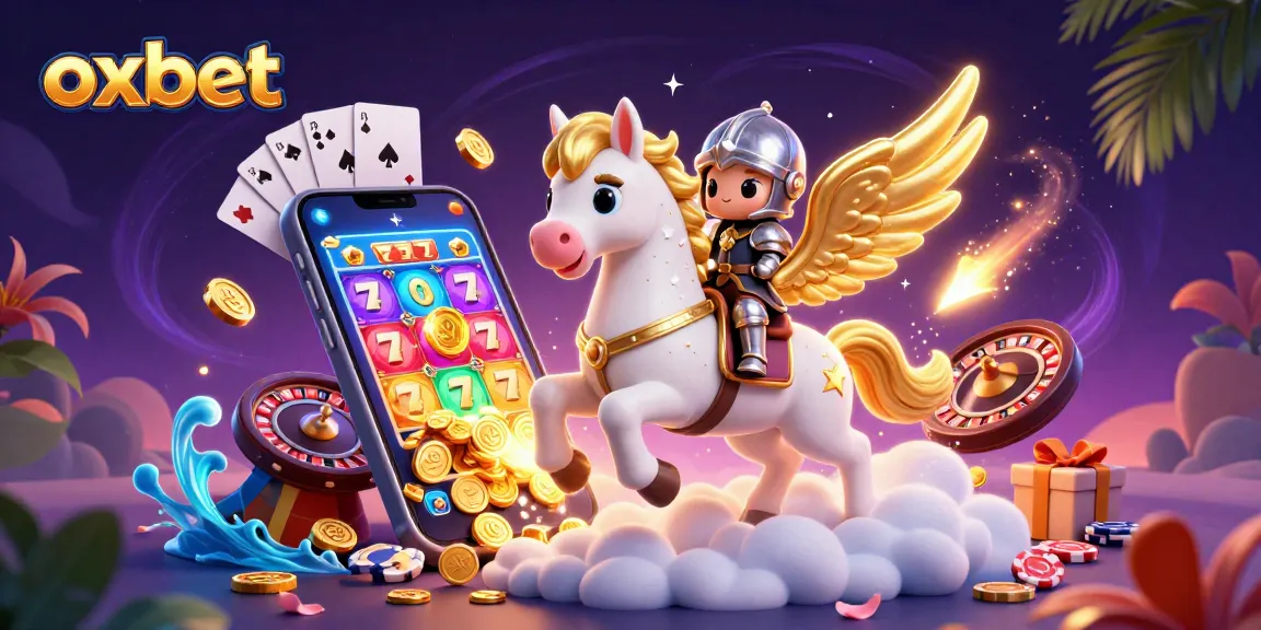 Spin into excitement with oxbet's celestial-themed gambling adventure featuring a knight and golden coins.