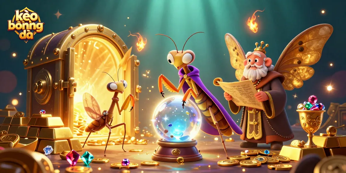 Engage with kèo bóng đá through a magical scene with fortune teller and rich treasures.