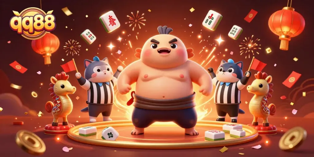 Experience thrilling moments at qq88 casino with vibrant action and playful characters in a festive scene.
