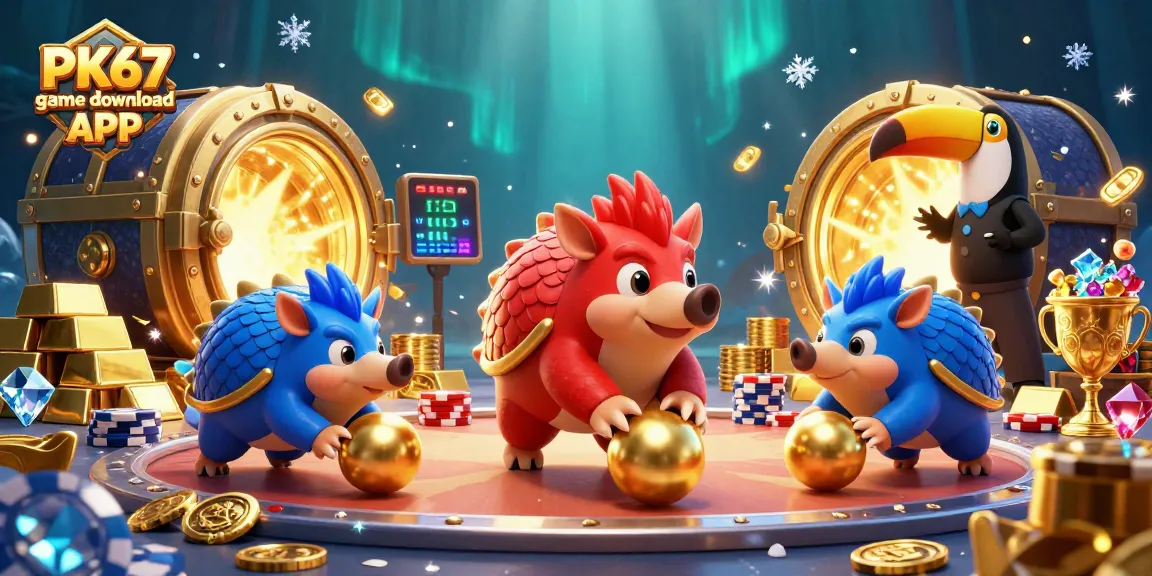 Engage with PK67 game download APK through thrilling pangolin rivalry and vibrant casino elements.