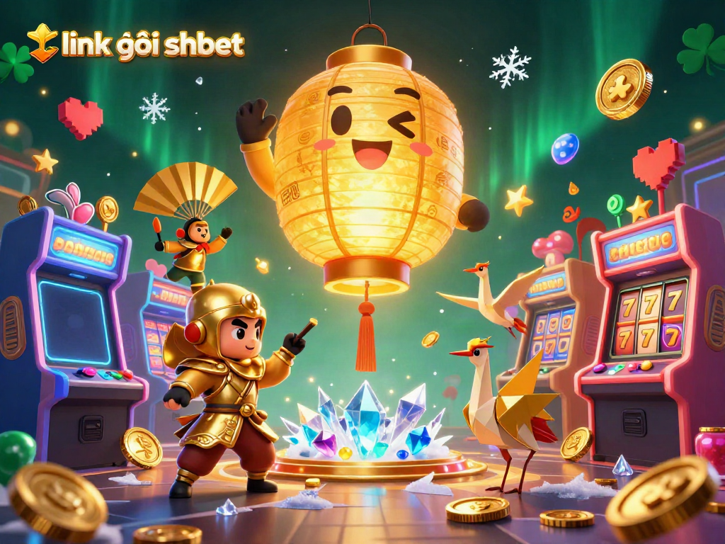 Experience immersive gameplay with the link vào shbet, featuring a golden lantern spirit above a vibrant casino scene.