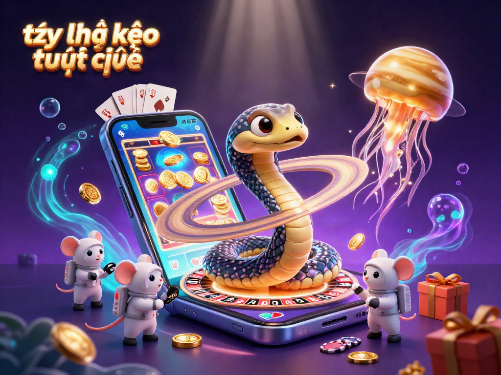 Experience tỷ lệ kèo trực tuyến with tiny astronaut mice betting in a vibrant cosmic casino scene.