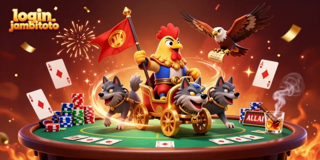 Engage with thrilling games at login jambitoto with vibrant casino elements and festive atmosphere.