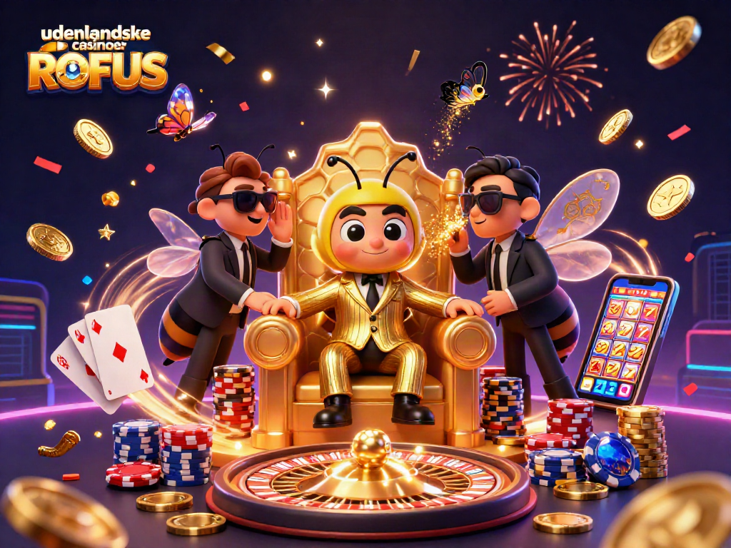 Experience the excitement at udenlandske casinoer uden ROFUS with a vibrant 3D casino illustration.