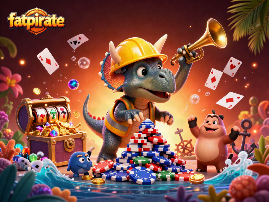Celebrate wins at FatPirate Casino with exciting games and bonuses in this vibrant digital art.