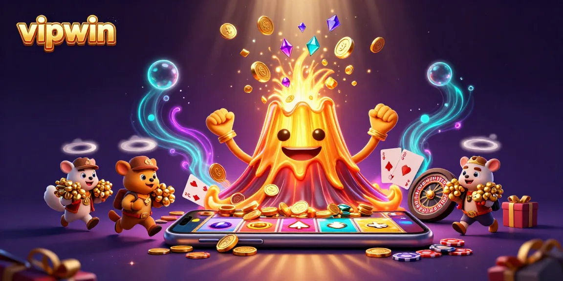 Experience the excitement of vipwin, where golden treasures erupt in a vibrant casino adventure.