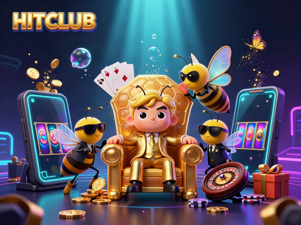 Engage with HITCLUB's vibrant 3D environment of gaming adventures and treasures.