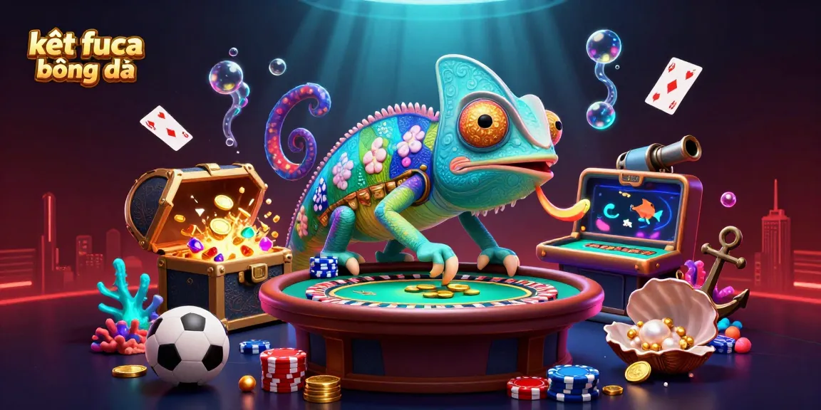 Experience kết quả bóng đá with a colorful chameleon casino owner and dynamic betting elements.