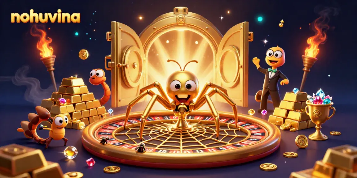 Engage in the excitement of nohuvina as the spider spins a golden roulette web while the fly places bets.