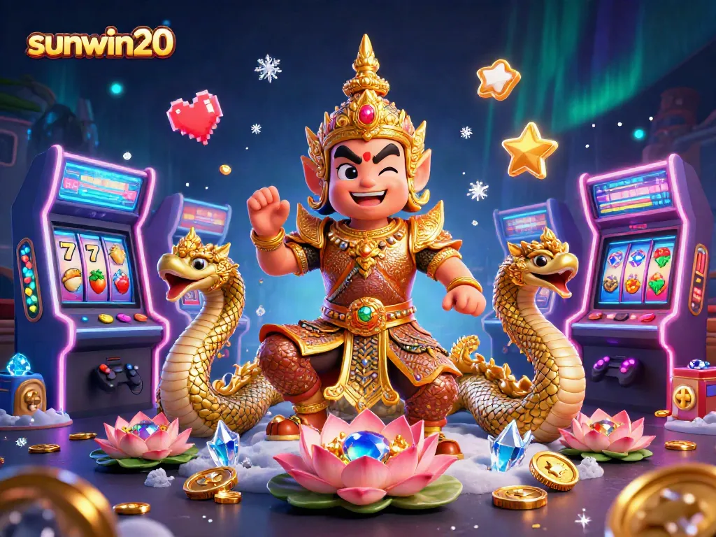 Engage with sunwin20's vibrant casino gaming experience featuring colorful machines and dynamic characters.
