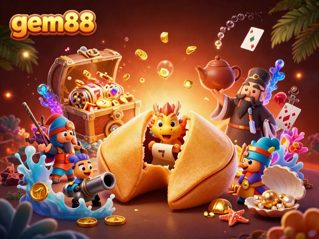 Engage with gem88's vibrant casino world featuring golden dragon and slot reels.