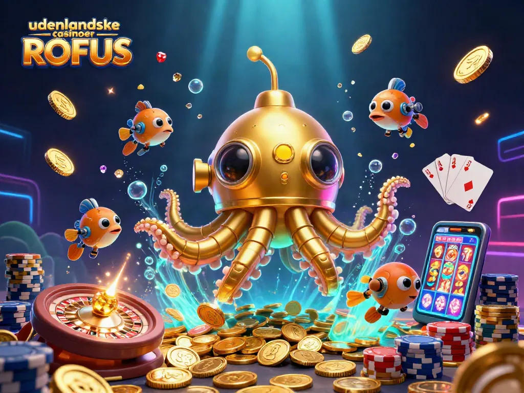 Engage with udenlandske casinoer uden ROFUS featuring a thrilling 3D submarine and coins.