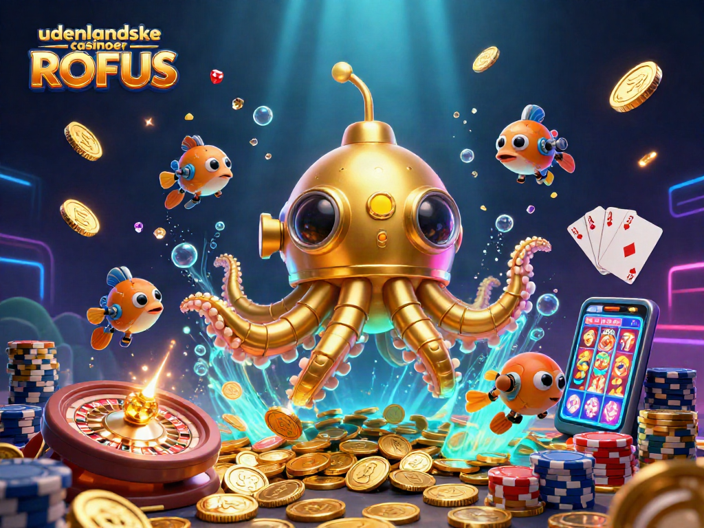 Engage with udenlandske casinoer uden ROFUS featuring a thrilling 3D submarine and coins.