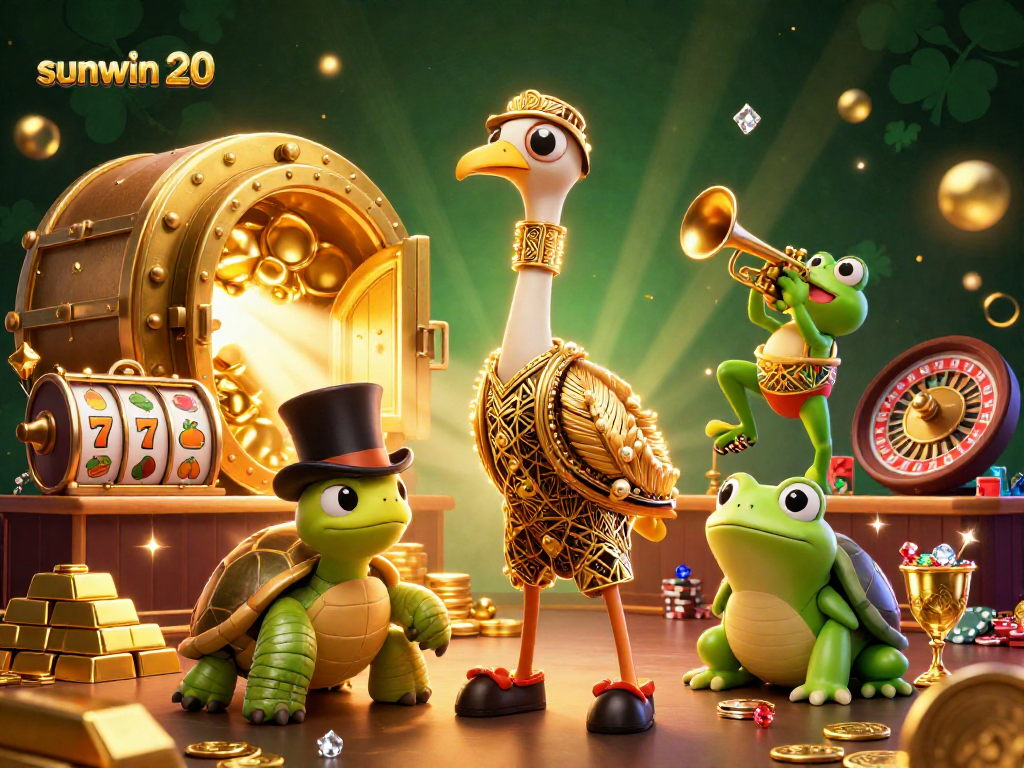 Gamify your fortunes with sunwin 20 in a vibrant 3D casino illustration filled with excitement.