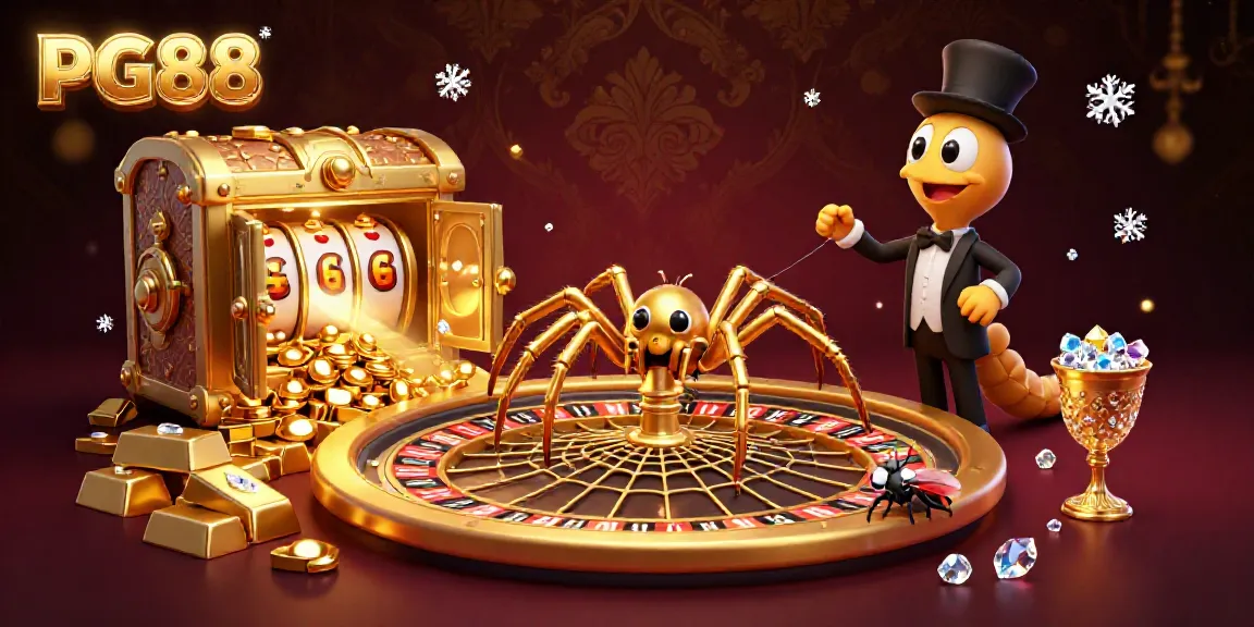 PG88 players engaging in thrilling bets as gold spills from a treasure vault, enhancing the casino atmosphere.