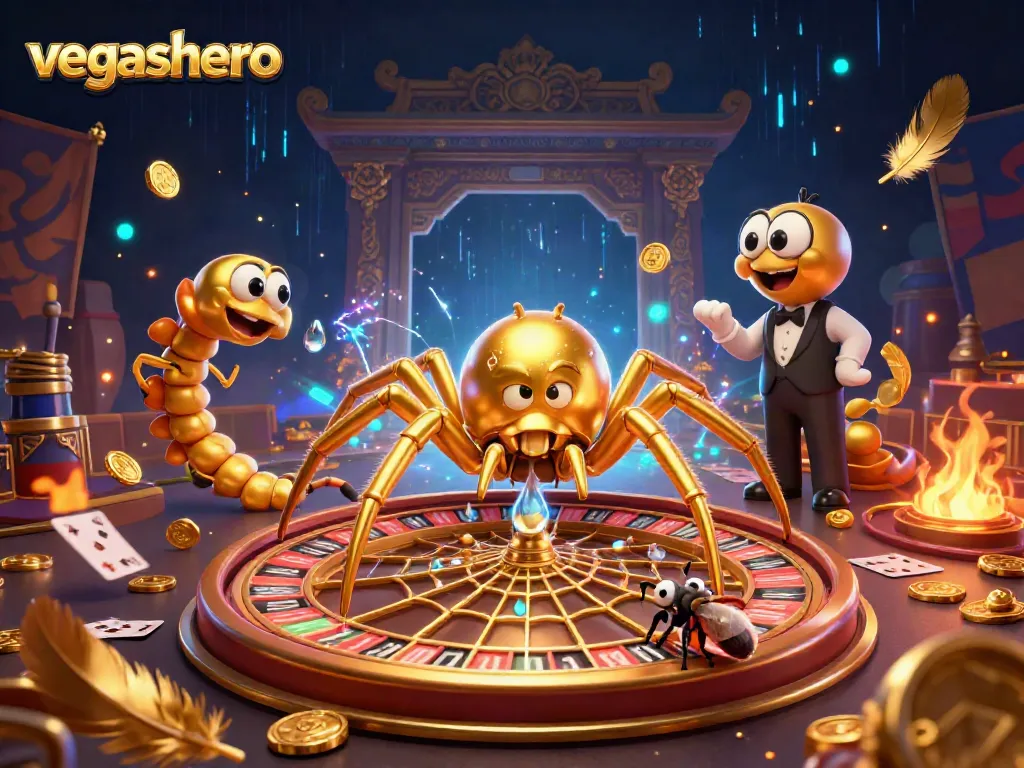 Spin the roulette wheel with vegashero, as a golden spider and centipede dealer create dynamic betting action.