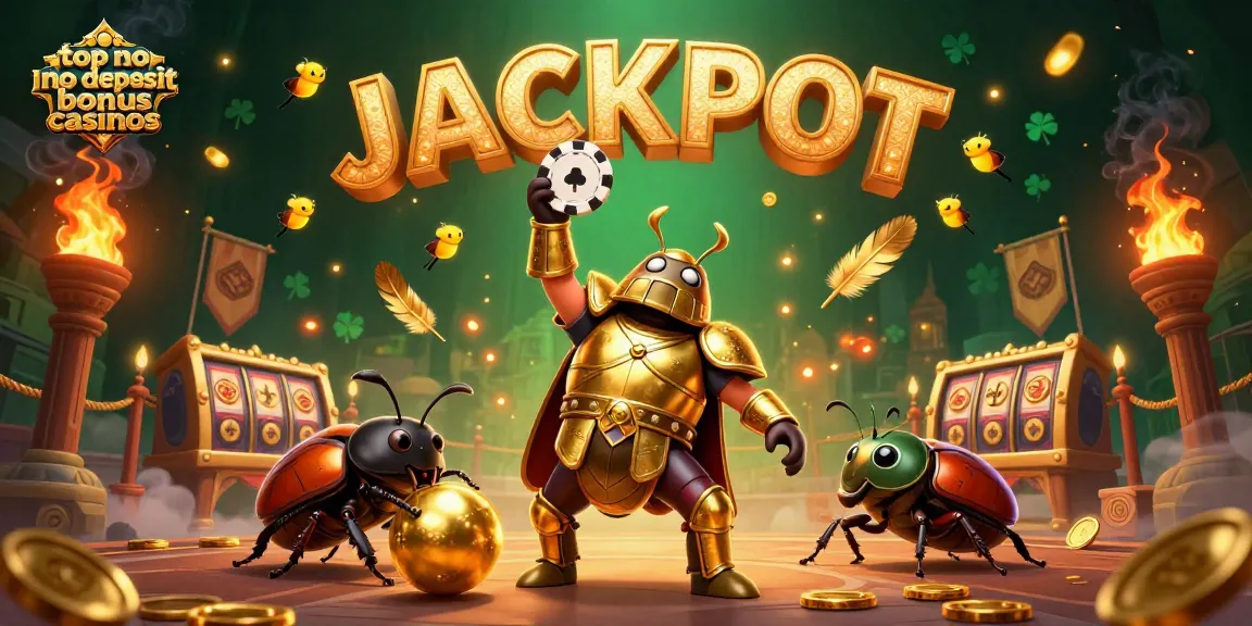 Experience the excitement at top no deposit bonus casinos with a dynamic 3D beetle battle scene.