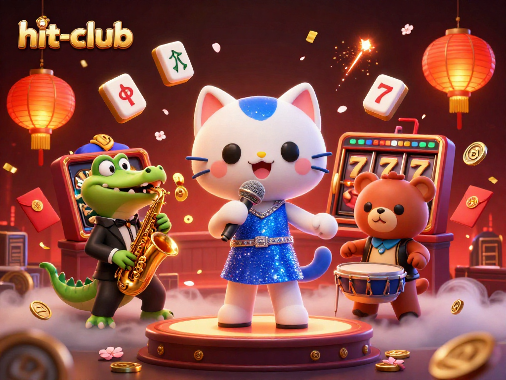 Experience the vibrant atmosphere of hit-club with joyful characters engaging in exciting casino action.