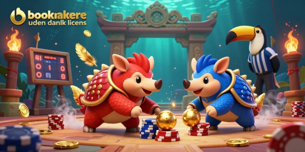 Engage with bookmakere uden dansk licens in an exciting 3D illustration featuring pangolins bowling through poker chips.