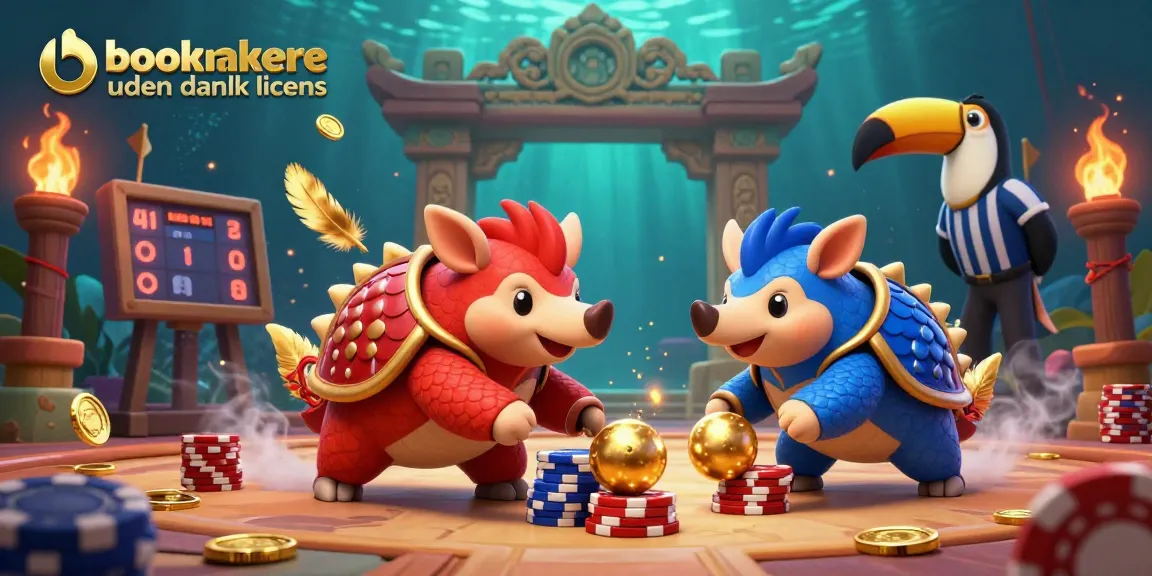 Engage with bookmakere uden dansk licens in an exciting 3D illustration featuring pangolins bowling through poker chips.