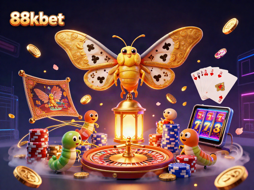 Experience the thrill of winning at 88kbet with vibrant casino elements and majestic characters.