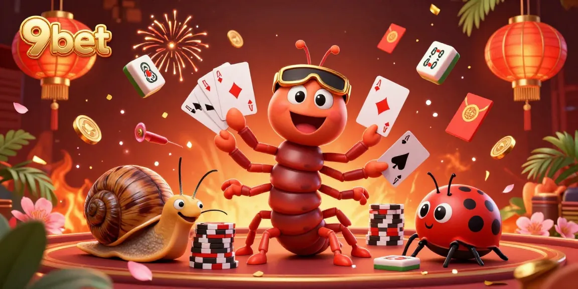Engage with exciting gameplay at 9bet, featuring a dynamic casino scene with colorful characters and game elements.