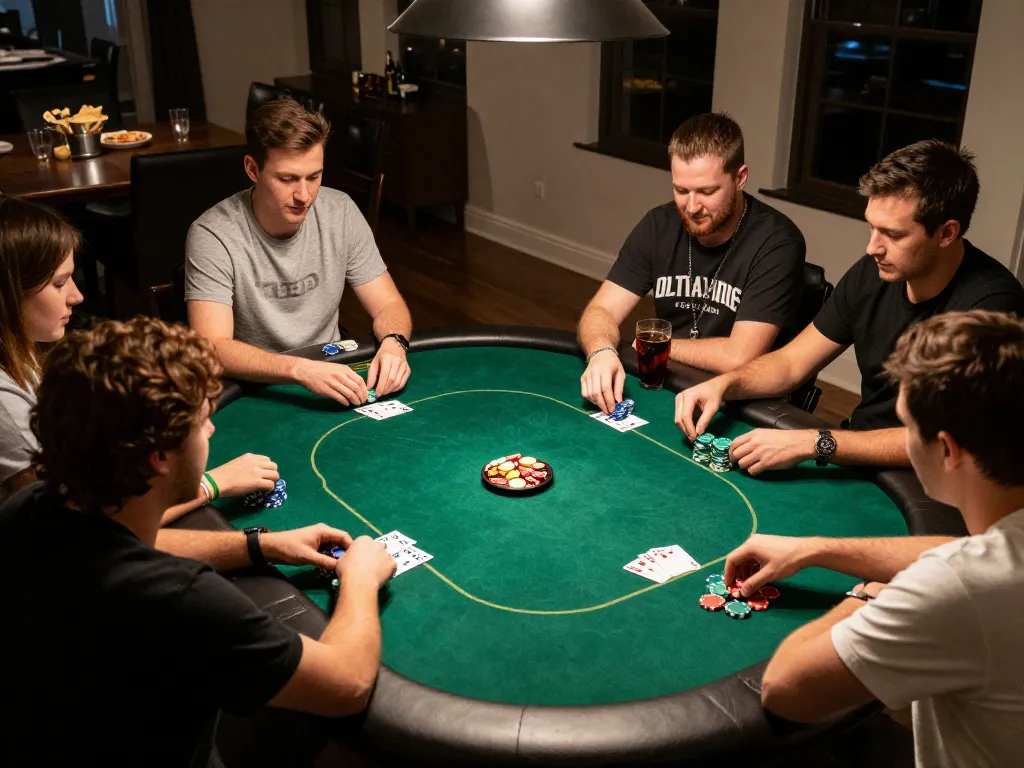 79KING players enjoying a thrilling poker game night with strategic moves and social interaction.