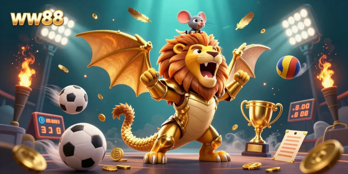 Experience thrilling sports betting with ww88 in this vibrant 3D casino scene.