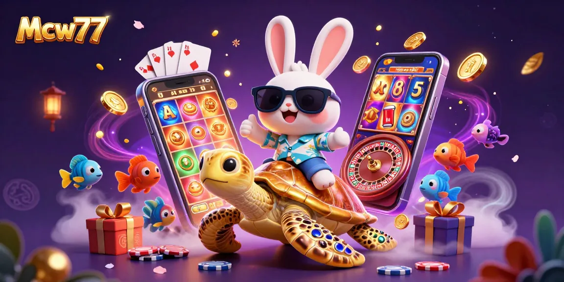 Experience exhilarating wins at Mcw77 with a lively casino scene featuring a lucky rabbit and more.