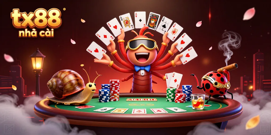 Experience the excitement of tx88 nhà cái with a vibrant scene of casino action and vibrant characters.