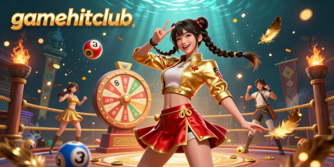 Engage with the vibrant energy of gamehitclub through a stunning 3D illustration showcasing exciting casino elements.