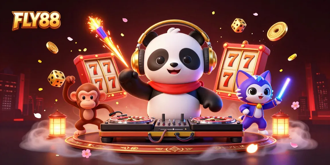 Experience thrilling action at FLY88 with vibrant 3D characters and dynamic casino elements.
