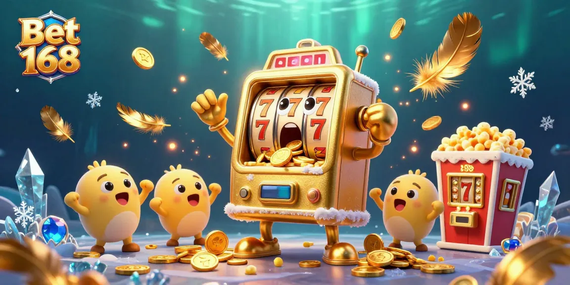 Experience excitement and winning gameplay with Bet 168's thrilling 3D slot illustration.