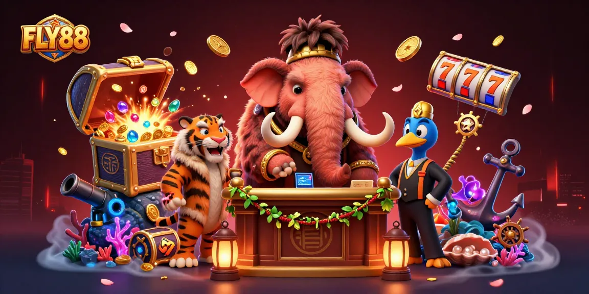 FLY88 welcomes players with a vibrant casino scene featuring engaging characters and dynamic gaming elements.
