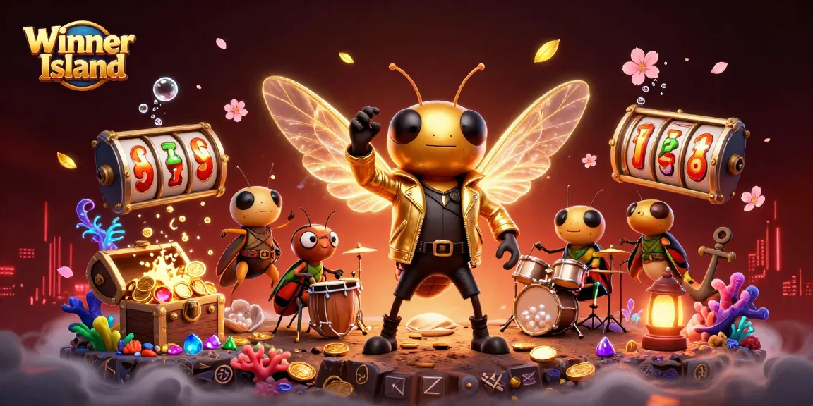 Winner Island casino illustration showcasing vibrant characters and immersive gaming elements.